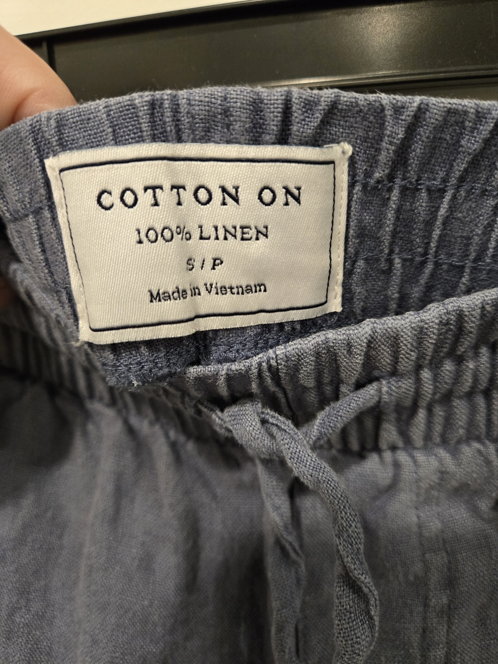 Cotton On Womens Linen Drawstring Joggers in Slate Blue